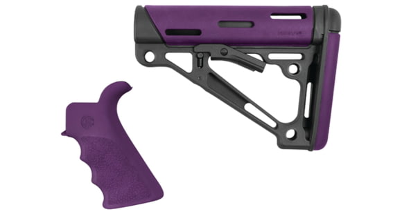 Image of Hogue AR15/M16 Collapsible Buttstock/Beavertail Grip Kit w/ Finger Grooves, Fits Mil-Spec Buffer Tube, Purple Rubber 15656