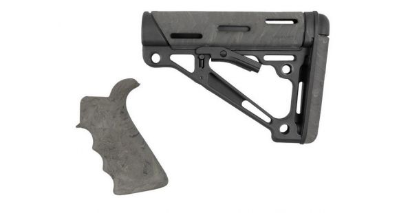 Image of Hogue AR15/M16 Kit, Finger Groove Beavertail Grip and OverMold Collapsible Buttstock, Fits Comm. Buffer Tube, Ghillie Green Rubber 15855