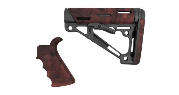 Image of Hogue AR15/M16 Kit, Finger Groove Beavertail Grip and OverMold Collapsible Buttstock, Fits Comm. Buffer Tube, Red Lava Rubber 15455