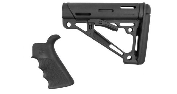 Image of Hogue AR15/M16 Kit, Finger Groove Beavertail Grip and OverMold Collapsible Buttstock, Fits Comm. Buffer Tube, Black Rubber 15055