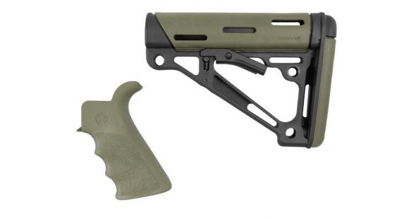 Image of Hogue AR15/M16 Kit, Beavertail Grip and OverMold Collapsible Buttstock, Rifle, Rubber, OD Green, 15256