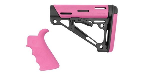 Image of Hogue AR15/M16 Kit, Beavertail Grip and OverMold Collapsible Buttstock, Rifle, Rubber, Pink, 15756