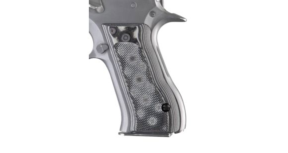 Image of Hogue Baby Eagle .40 / 9mm Jericho &amp; Uzi Eagle Checkered G-10 - G-Mascus Black/Gray 76177-BLKGRY