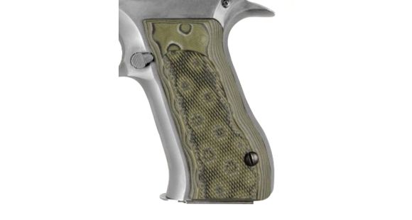 Image of Hogue Baby Eagle .40 / 9mm Jericho &amp; Uzi Eagle Checkered G-10 - G-Mascus OD Green Camo 76178