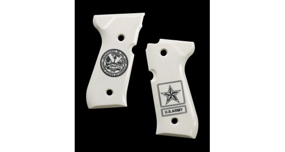 Image of Hogue Beretta 92 Scrimshaw Ivory Polymer - Army insignia 92027