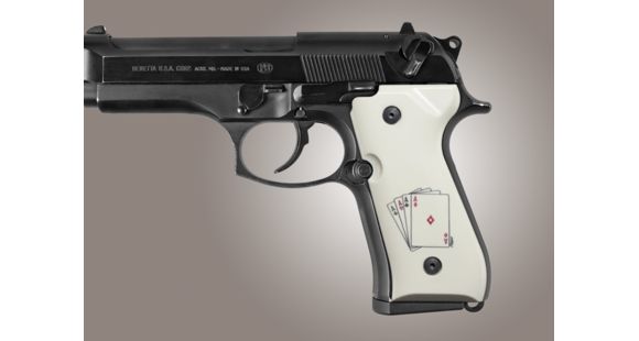 Image of Hogue Beretta 92 Scrimshaw Ivory Polymer - Double Aces 92033