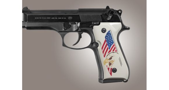 Image of Hogue Beretta 92 Scrimshaw Ivory Polymer - Eagle with Flag 92023
