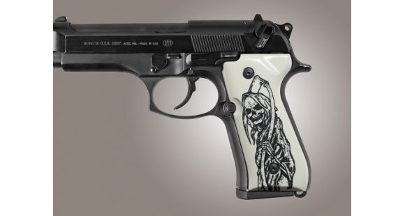 Image of Hogue Beretta 92 Scrimshaw Ivory Polymer - Grim Reaper Full Body X2 92029