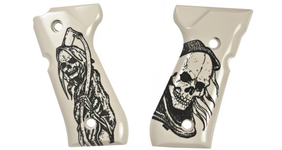 Image of Hogue Beretta 92 Scrimshaw Ivory Polymer - Grim Reaper Bust and Body 92026