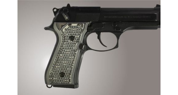 Image of Hogue Beretta 92FS Piranha Grip G-10 - G-Mascus Black/Gray 92137-BLKGRY