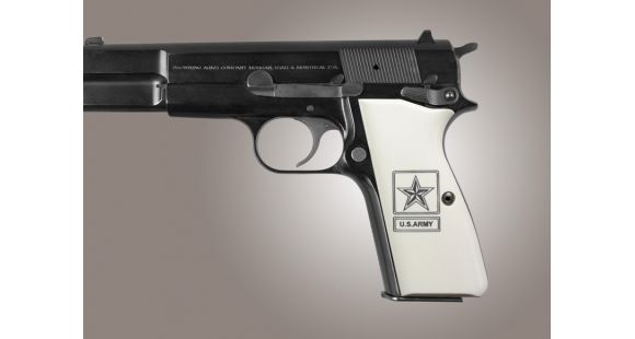 Image of Hogue Browning Hi-Power Scrimshaw Ivory Polymer - Army insignia 09027