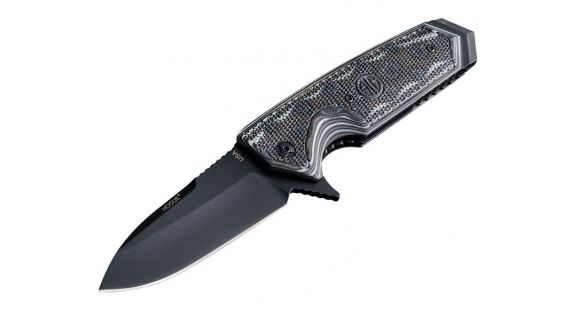 Image of Hogue EX-02 3.75in Sig Folder Spear Point Blade Flipper, Black Finish, G10 Scales, Black/Grey, 36217