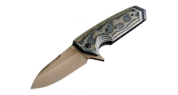 Image of Hogue EX-02 3.75in Sig Folder Spear Point Blade Flipper, Flat Dark Earth Finish, G10 Scales, Green, 36218