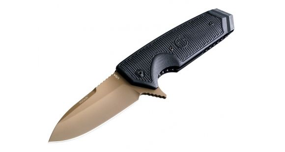Image of Hogue EX-02 3.75in Sig Folder Spear Point Blade Flipper, Flat Dark Earth Finish, G10 Scales, Black, 36219