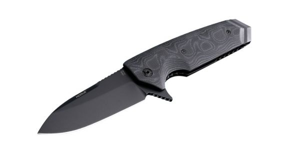 Image of Hogue EX-02 3.75in. Tactical Folding Knife, Spear Point Blade, Flipper Brushed G-10 Frame, G-Mascus Black Gray 34219