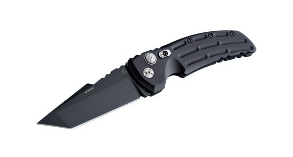 Image of Hogue EX-A01 Automatic Tactical Folding Knife, 3.5in, 154CM Stainless Steel, Black Cerakote Tanto Blade, Matte Black Aluminum Handle, 34120