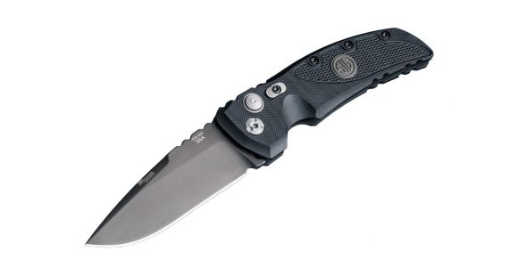 Image of Hogue EX-A01 Sig Tactical Automatic Folding Knife, 3.5in, 154CM Stainless Steel, Drop Point Blade, Grey PVD, G-10 Frame Solid Black Black Sig Medallion Handle, 36132