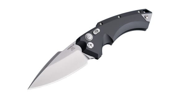 Image of Hogue EX-A05 Automatic Folding Knife, 3.5in, CPM 154 Stainless Steel, Spear Point Blade, Stone Tumbled, Matte Black Aluminum Handle, 34530