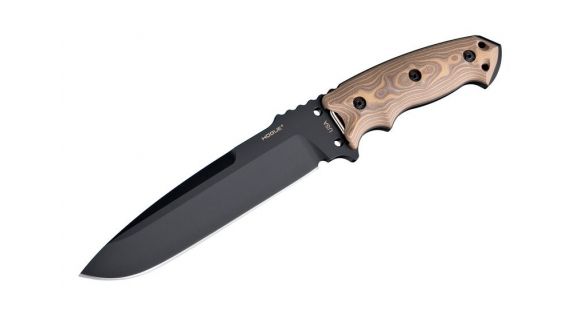 Image of Hogue EX-F01 7in Fixed Drop Point Blade A-2 Black Kote G-10 Scales - G-Mascus Tan 35157