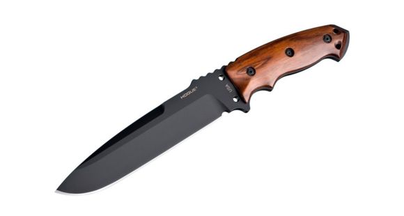 Image of Hogue EX-F01 7in. Fixed Drop Point Blade A-2 Black Kote Wood Scales, Coco Bolo 35156