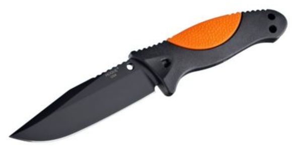 Image of Hogue EX-F02 4.5in. Fixed Clip Point Blade Black Kote Auto Retention Sheath Black, Rubber OverMold Handle Hunter Orange 35254