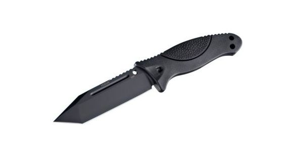 Image of Hogue EX-F02 4.5in. Fixed Tanto Blade Black Kote Auto Retention Sheath Black, Rubber OverMold Handle Black 35240