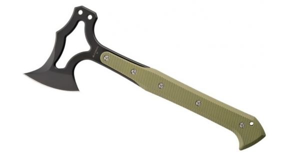 Image of Hogue EX-T01 Tomahawk,S-7 Black Blade,G10 Olive Drab Green Scales,Sheath 35778