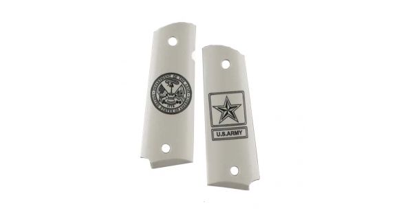 Image of Hogue Govt. Model Scrimshaw Ivory Polymer Ambi Safety Cut - Army insignia 45027