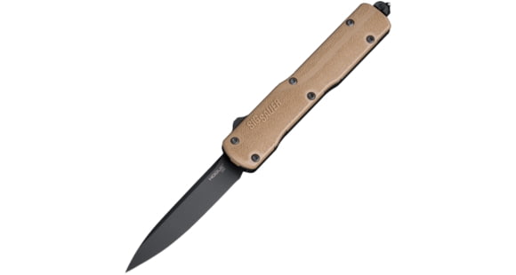 Image of Hogue Sig Counterstrike Out the Front 3.35in Automatic Folding Knife, Drop Point Blade, Coyote Tan, 36971