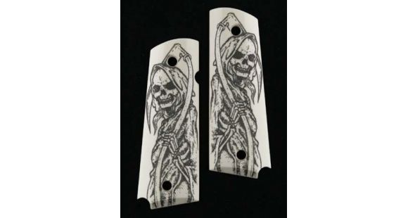 Image of Hogue Officers Model Scrimshaw Ivory Polymer - Grim Reaper Full Body X2 43029
