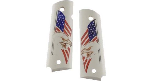 Image of Hogue Officers Model Scrimshaw Ivory Polymer - Eagle with Flag 43023