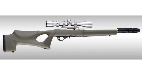 Image of Hogue Ruger 10/22 Takedown Thumbhole Rubber OverMold Stock w/ STD Barrel Channel OD Green, 21260