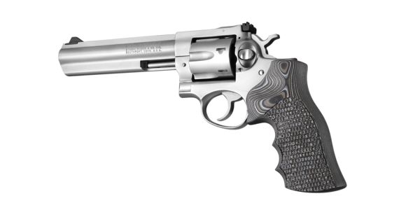 Image of Hogue Ruger GP100/Super Redhawk Grip with Finger Grooves, Piranha, G10 - G-Mascus, Black/Grey, 80137