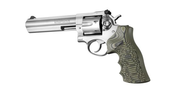 Image of Hogue Ruger GP100/Super Redhawk Grip with Finger Grooves, Piranha, G10 - G-Mascus, Green Lava, 80138