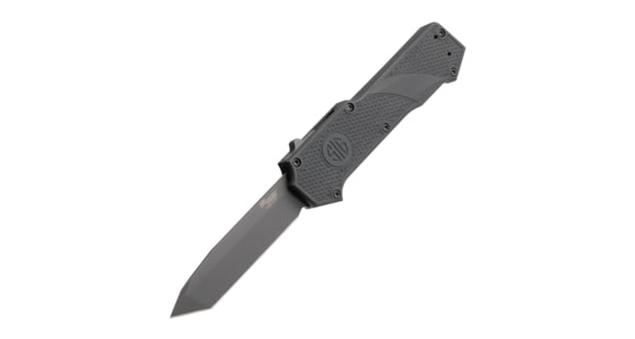 Image of Hogue Sig Compound Tactical OTF Automatic Folding Knife, 3.5in, CPM S30V Stainless, Tanto Blade, Grey PVD, Solid Black G10 Handle, 36020