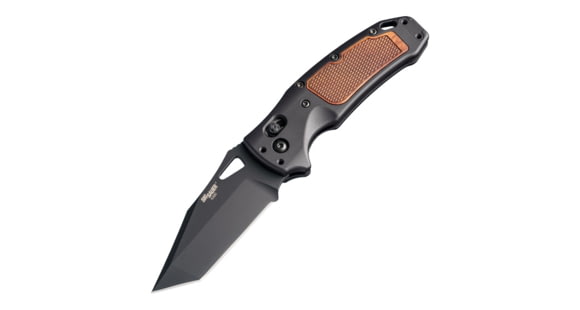 Image of Hogue SIG K320 AXG Classic Folding Knife, 3.5in, Black Cerekote Finish, CPM-S30V, Tanto, Black/Walnut Handle, 6061-T6 Hard-Anodized Aluminum Handle, 36367