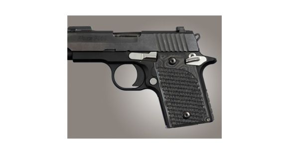 Image of Hogue Sig P938 Rubber Grip, Ambidextrous, Pirahna G10 G-Mascus Black/Gray 109743