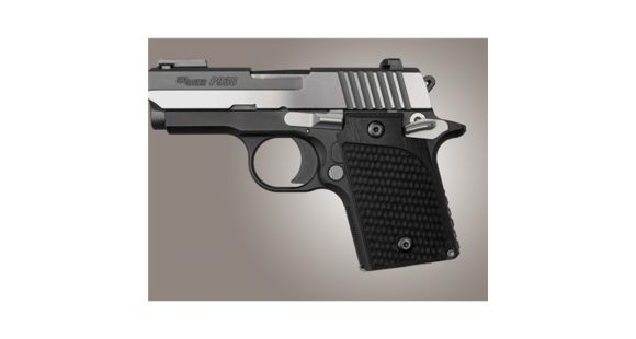Image of Hogue Sig P938 Rubber Grip, Ambidextrous, Pirahna G10 Solid Black 109745