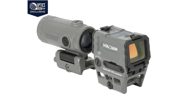 Image of Holosun OPMOD AEMS Reflex Red Dot &amp; HM3XT Magnifier Combo, Red 2MOA Dot and 32MOA Circle, Circle-Dot, Wolf Gray