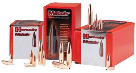 Image of Hornady Match Rifle Bullets, 22 Caliber, .224, 68 Grain, Boat Tail Hollow Point Match