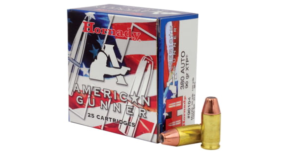 Image of Hornady American Gunner .380 ACP 90 grain eXtreme Terminal Performance Brass Cased Centerfire Pistol Ammo, 25 Rounds, 90104