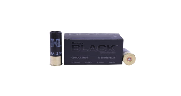 Image of Hornady Black 12 Gauge 8 Pellet 2.75 in Buckshot Shotgun Ammunition, 00 Buck, 10 Rounds, 86249
