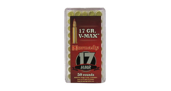 Image of Hornady Varmint Express Rimfire .17 Hornady Magnum Rimfire 17 grain V-MAX Brass Cased Rimfire Ammo, 50 Rounds, 83170