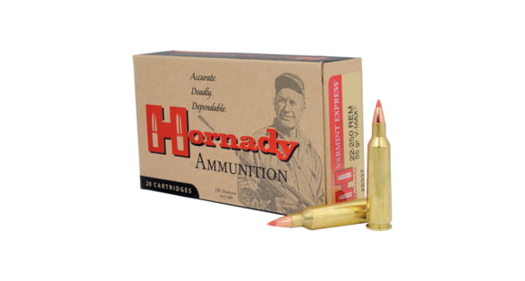 Image of Hornady Varmint Express .22-250 Remington 55 grain V-MAX Brass Cased Centerfire Rifle Ammo, 20 Rounds, 8337