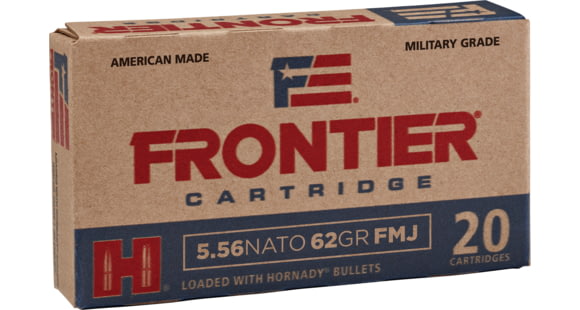 Image of Hornady Frontier 5.56x45mm NATO 62 grain Full Metal Jacket Brass Cased Centerfire Rifle Ammo, 20 Rounds, FR260