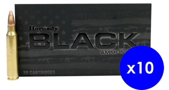 Image of Hornady Black, .223 Remington, 62 grain, Full Metal Jacket, Brass, Centerfire Rifle Ammo, 200 Rounds