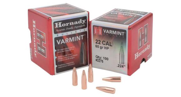 Image of Hornady Bullets, .22 cal, 60 grain, Hollow Point, 0.224 inch Diameter, 100-Rounds, 2275