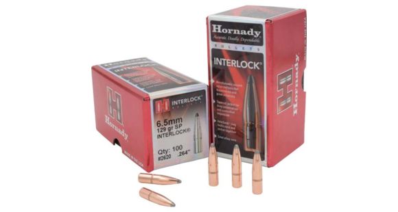 Image of Hornady Bullets, 6.5mm, 129 grain, Soft Point, 0.264 inch Diameter, 100-Rounds, 2620