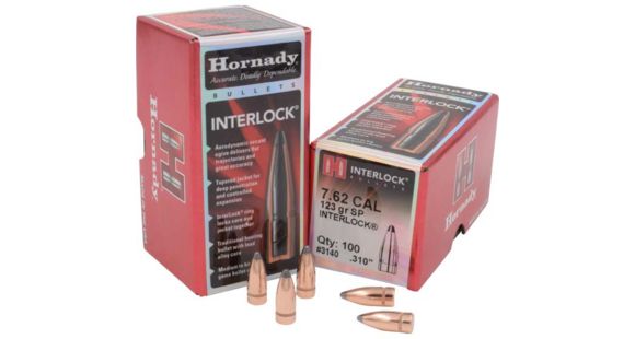 Image of Hornady Bullets, 7.62 cal, 123 grain, Soft Point, 0.31 inch Diameter, 100-Rounds, 3140