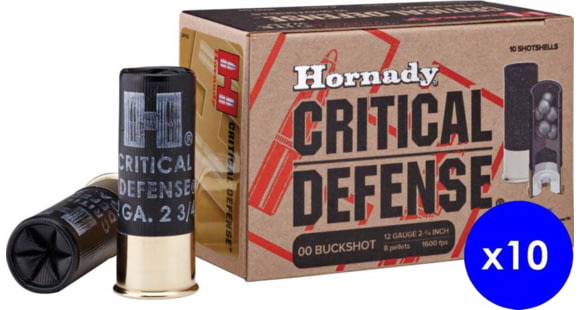 Image of Hornady Critical Defense 12 Gauge 8 Pellet 2.75 in #00 Buck Centerfire Shotgun Buckshot Ammo